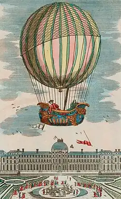 Manned balloon flight of Jacques Charles taking off at Tuileries Palace, 1 December 1783