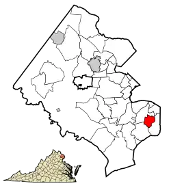 Location of Hybla Valley in Fairfax County, Virginia