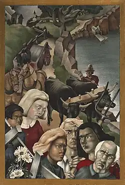 FAMILY OF MAN, 1937. 32” x 22” egg tempera. Created at Yale University. Collection: Harry Pattison.
