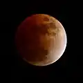 Eclipse observed from West Hartford, Connecticut, at 3:18 UTC. Lunar north is near top-left.