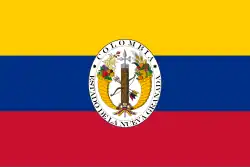Provisional flag of the Republic of New Granada, effective between 1830 and May 9, 1834