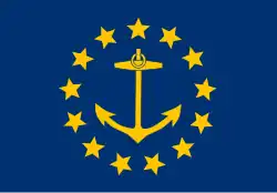 The flag of Rhode Island from 1882 to 1897.
