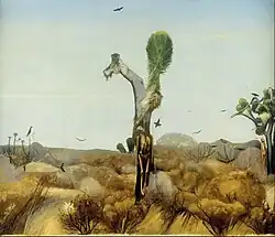 Francisco Goitia's "Zacatecas Landscape with Hanged Men II", circa 1914, oil on canvas, 194 × 109.7&nbsp;cm. Museo Nacional de Arte