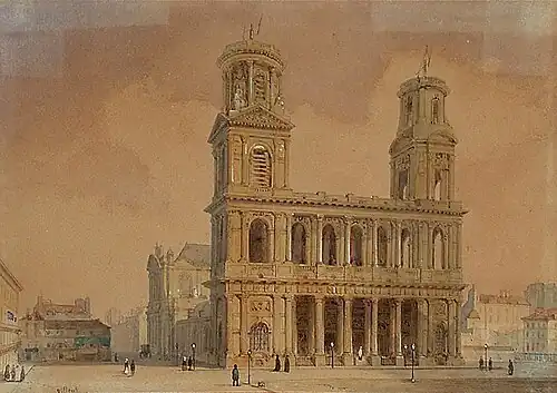 Saint-Sulpice, watercolor by François-Étienne Villeret&nbsp;[fr]