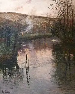 Soleil couchant sur l'Arques à Péquigny