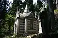 G.B. Resasco (architect), Rubattino-Rebizzo chapel, Staglieno Cemetery, Genoa, 1870. The chapel spire contains stained-glass windows by Ulisse De Matteis.