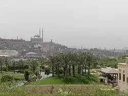 City view from an overlook in the park