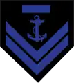 Sleeve rank insignia of a leading seaman (diopos) of the Hellenic Navy (female)