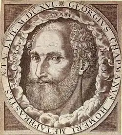 Chapman. Frontispiece engraving for The Whole Works of Homer (1616) attributed to William Hole