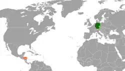Map indicating locations of Germany and Honduras