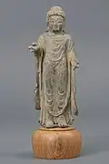 Standing Buddha, gilt-bronze, Unified Silla. Dongguk University Museum, Seoul, South Korea.