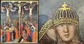 Giotto's Crucifixion with soldier wearing headband in pseudo-Mongol script, circa 1330.[1]