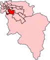 Map of the constituency in Lanarkshire electoral region, 1950 boundary