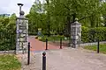 Landscaping changes in 1989 included a fence and gates