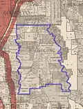 1909 map of the Parish of Googong (blue border).