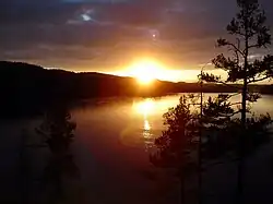 Sunset on the lake Foxen located in the borderland between southwest Värmland and Norway.