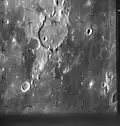 Altitude: 830 miles (1,340&nbsp;km). Features: Image of Guericke crater, taken 8.5 minutes before impact.