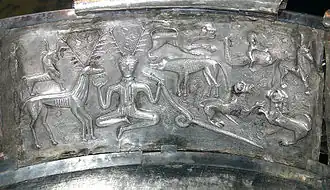 The full scene from Plate A of the Gundestrup Cauldron.: no 6