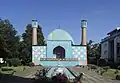 Mosque exterior with courtyard and fountain
