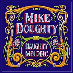 A deep blue background with an ornate nameplate for album title and artist name
