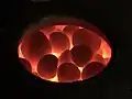 Heat storage type sauna stove stone compartment
