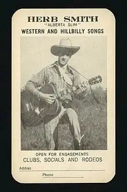 Herb Smith "Alberta Slim" Western and Hillbilly Songs.
