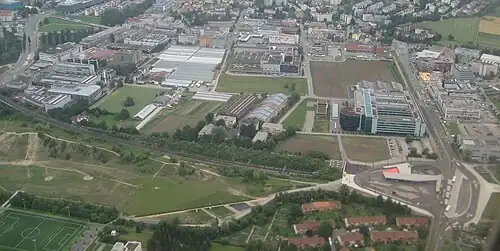 Aerial view of the station, looking towards East.