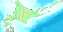 Location of Tokoro in Hokkaido (Okhotsk Subprefecture)