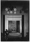 Rooms Across the Front of Homewood Mansion on the First Floor (1936), which were the library, front entrance hall and parlor. They were opened up by pocket doors to form a ballroom.