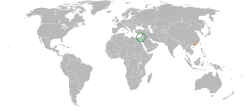 Map indicating locations of Israel and Hong Kong