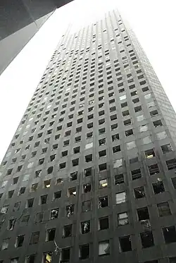 Damage to the JP Morgan Chase Tower after Hurricane Ike