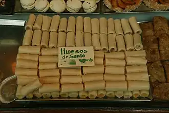 Hueso de santo&nbsp;[es] (saint's bones) and buñuelos (similar to fritters) are very typical of Halloween and All Saints' Day.