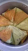 Traditional Holy Week dish—sweet and spicy humitas