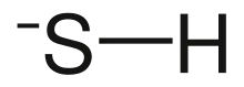 Wireframe structural formula of bisulfide with the explicit hydrogen added
