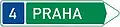 Route indicator with direction via road for motor vehicles (single destination) (old)