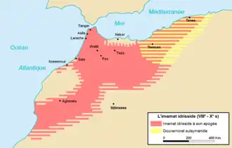 Approximate Sulaymanid territory (yellow) in the 9th–10th centuries