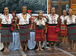 Ifugao women in Banaue wearing alampay