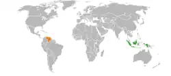 Map indicating locations of Indonesia and Venezuela