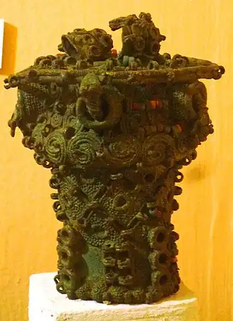 Intricate bronze ceremonial pot; 9th century; from Igbo-Ukwu