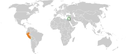 Map indicating locations of Israel and Peru