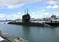 JS Hakuryū arriving at Pearl Harbor on 6 February 2013.