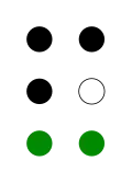⠯ (braille pattern dots-12346)