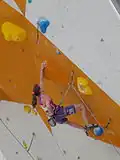 Pilz competing at the European Championships in Chamonix, 2013
