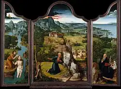 The Penitence of Saint Jerome, c. 1512–15, triptych, oil on wood, 117.5&nbsp;cm ×&nbsp;81.3&nbsp;cm (46.3&nbsp;in ×&nbsp;32.0&nbsp;in), each wing 120.7&nbsp;cm ×&nbsp;35.6&nbsp;cm (47.5&nbsp;in ×&nbsp;14.0&nbsp;in), Metropolitan Museum of Art, New York