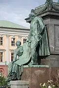 Sculpture of Axel Oxenstierna, on the south side of the postament of the Gustav II Adolf monument in Stockholm, bronze, 1796