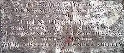 A stone plaque reading "THIS TABLET IS ERECTED BY THE KENNET AND AVON CANAL COMPANY TO THE MEMORY OF JOHN BLACKWELL, WHO DURING THIRTY-FOUR YEARS SUPERINTENDED THE WORKS OF THE CANAL AS THEIR ENGINEER WITH FIDELITY, VIGILANCE, AND ABILITY"