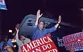Democratic presidential nominee John Kerry on a whistle-stop tour during his 2004 presidential campaign