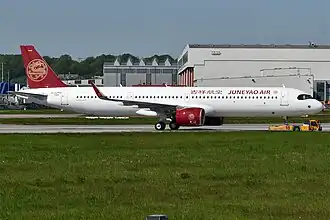 A Juneyao Air Airbus A321neo in 2023