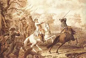 Russian forces charge against the Ottomans in the Battle of Kagul, southern Bessarabia, 1770.