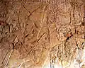 Relief of the tomb of Kheruef, representing the king Amenhotep III, goddess Hathor and the great royal wife Tiye - 18th dynasty of Egypt